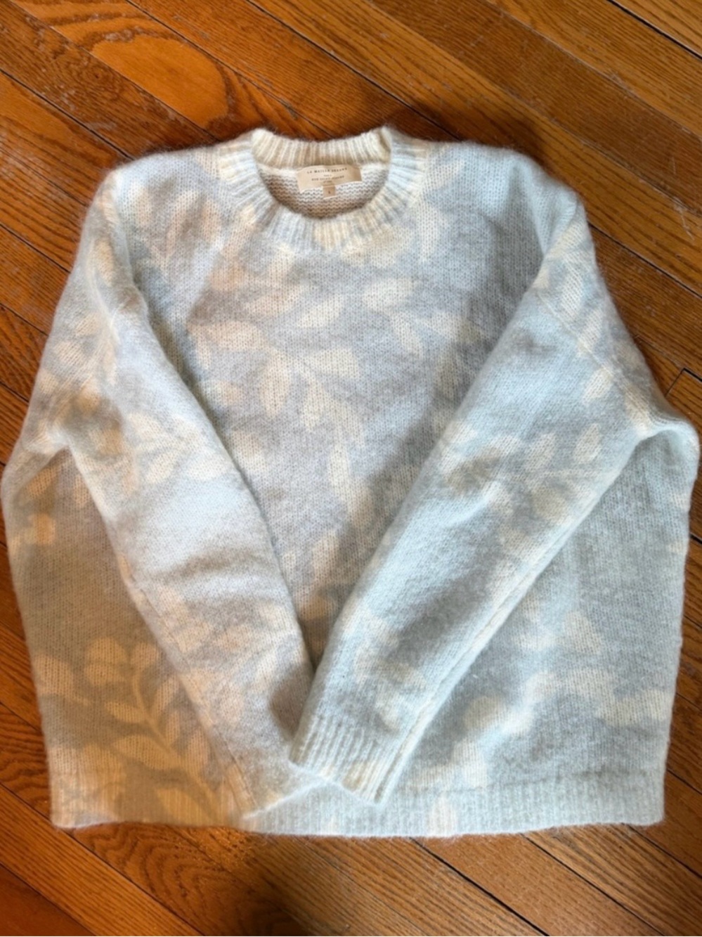Sezane Light blue Floral Pattern Crewneck Sweater